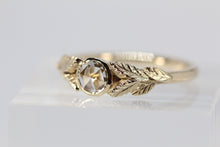 Load image into Gallery viewer, Solitaire Rose Cut Diamond Ring with Leaf Motif