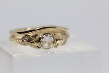 Load image into Gallery viewer, Solitaire Rose Cut Diamond Ring with Leaf Motif