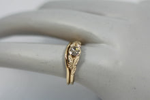 Load image into Gallery viewer, Solitaire Rose Cut Diamond Ring with Leaf Motif