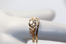 Load image into Gallery viewer, Solitaire Rose Cut Diamond Ring with Leaf Motif
