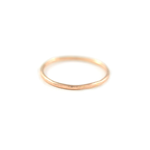 WJewellery 14K Rose gold hammered polished thin stacking ring