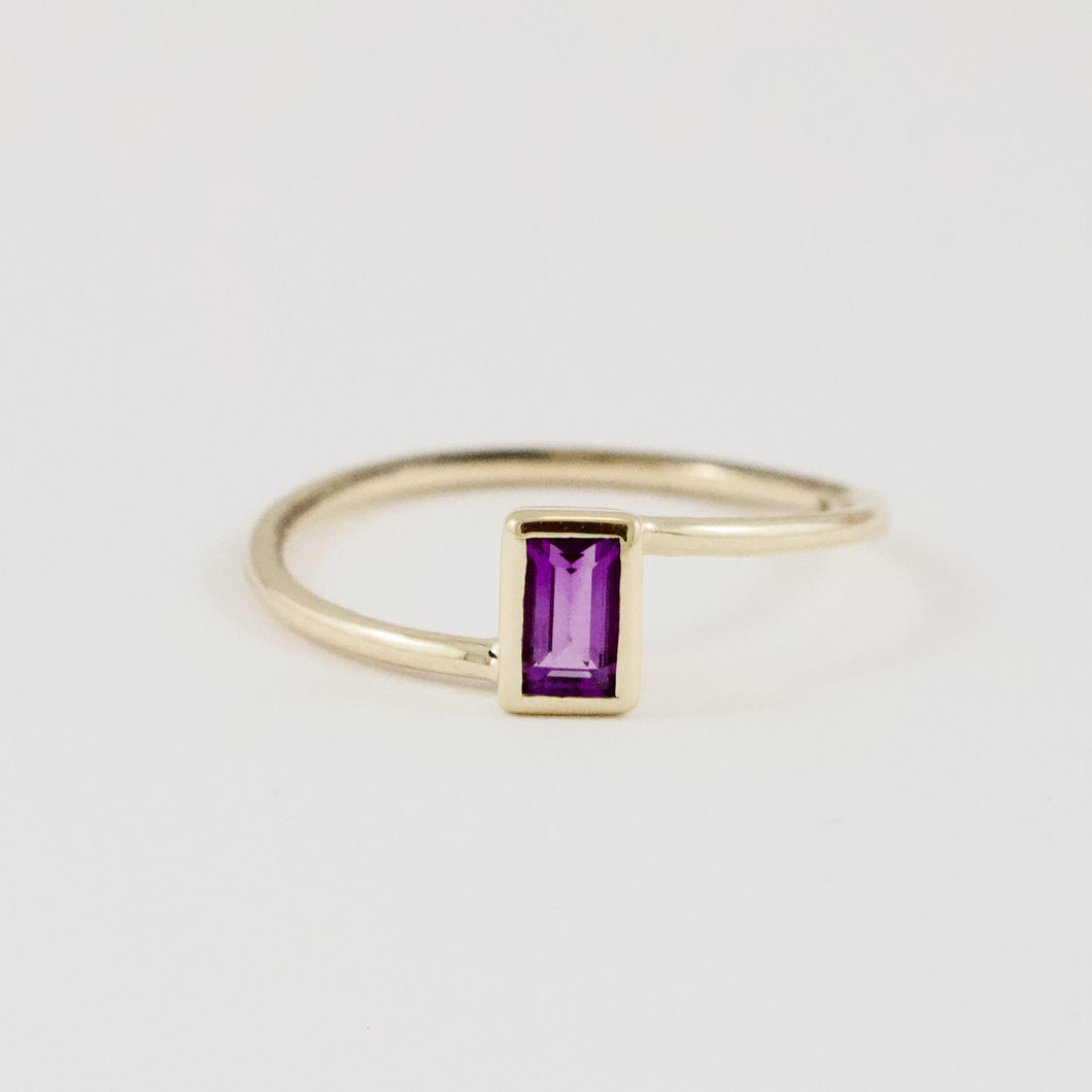 Mothers Day Stacking Family Ring- Baguette Cut Amethyst